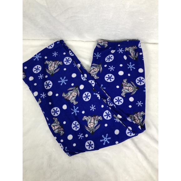 Disney Eeyore Pajama Set Youth Large 11/13 Blue Fleece Pants Bundle Up Shirt - Picture 4 of 10